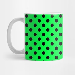 Black Polka Dots Pattern on Green Background Mug